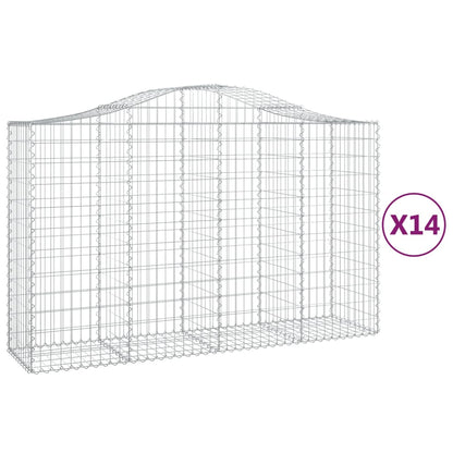 Gabionen Mit Hochbogen 14Stk. 200X50X120/140Cm Verzinktes Eisen