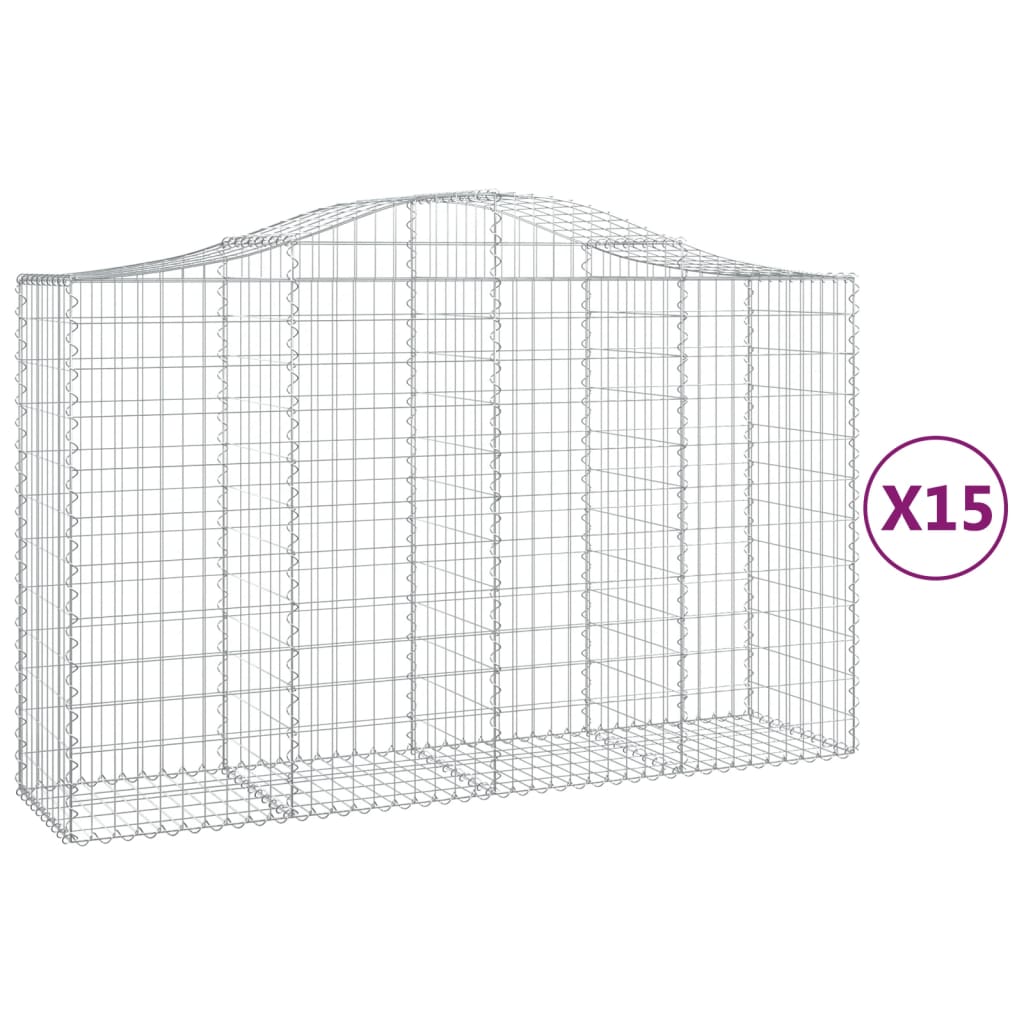 Gabionen Mit Hochbogen 15Stk. 200X50X120/140Cm Verzinktes Eisen