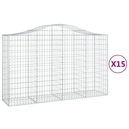 Gabionen Mit Hochbogen 15Stk. 200X50X120/140Cm Verzinktes Eisen