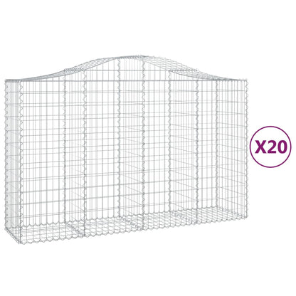 Gabionen Mit Hochbogen 20Stk. 200X50X120/140Cm Verzinktes Eisen