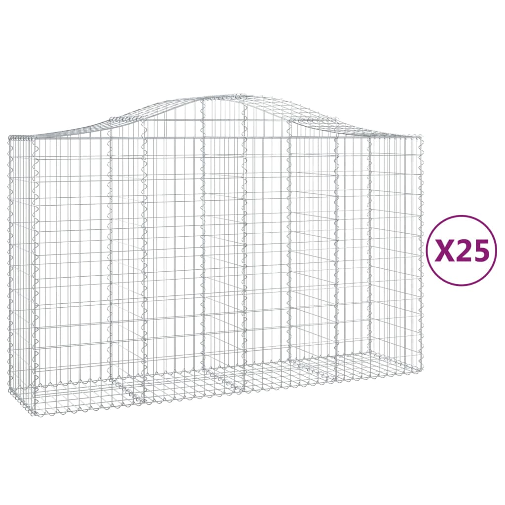 Gabionen Mit Hochbogen 25Stk. 200X50X120/140Cm Verzinktes Eisen