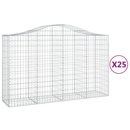 Gabionen Mit Hochbogen 25Stk. 200X50X120/140Cm Verzinktes Eisen