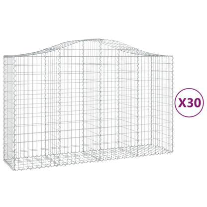 Gabionen Mit Hochbogen 30Stk. 200X50X120/140Cm Verzinktes Eisen