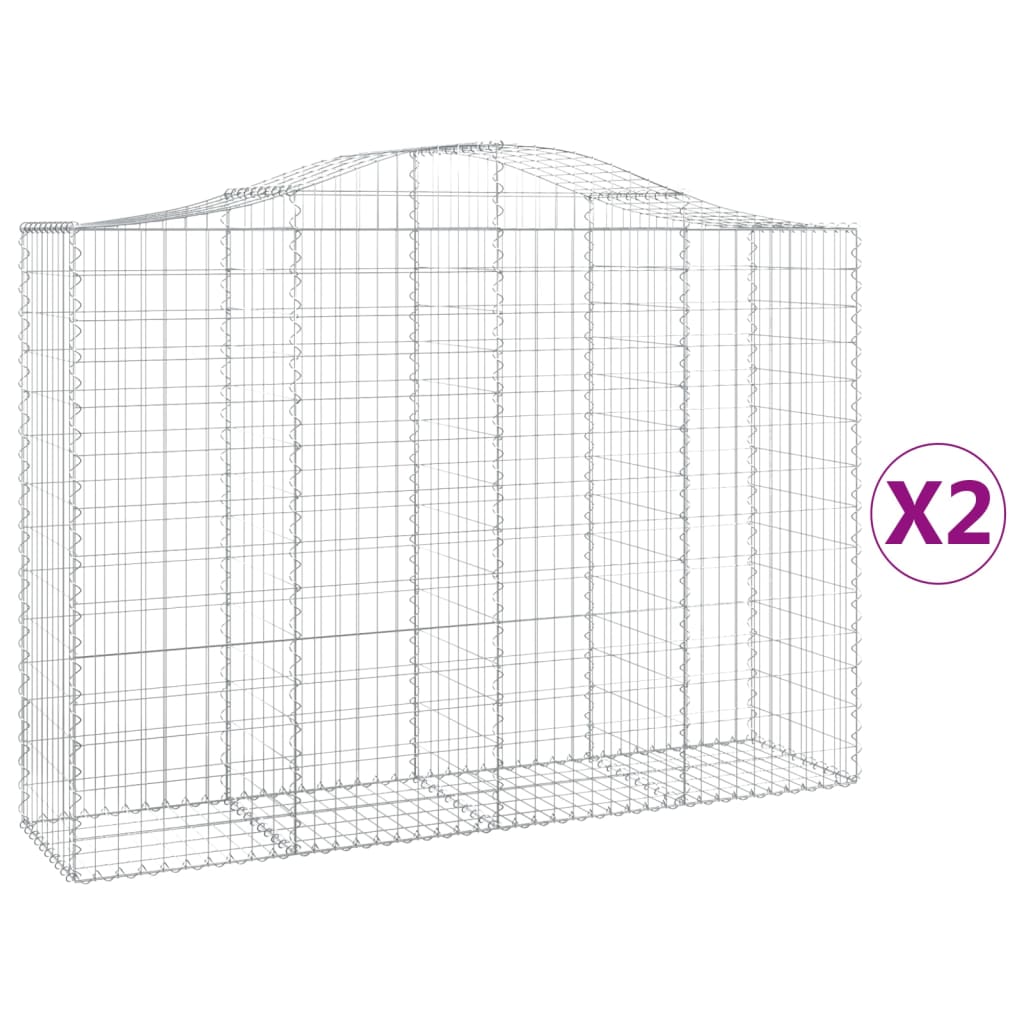 Gabionen Mit Hochbogen 2 Stk. 200X50X140/160Cm Verzinktes Eisen