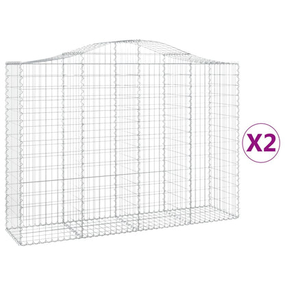 Gabionen Mit Hochbogen 2 Stk. 200X50X140/160Cm Verzinktes Eisen