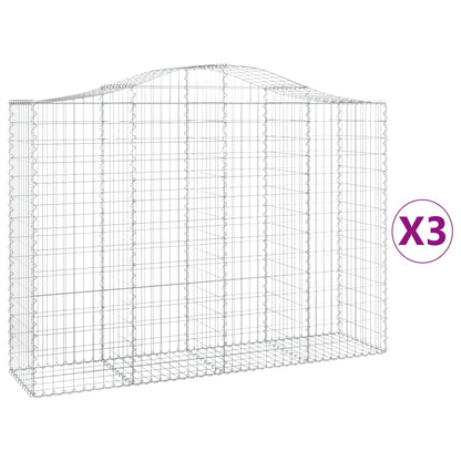 Gabionen Mit Hochbogen 3 Stk. 200X50X140/160Cm Verzinktes Eisen