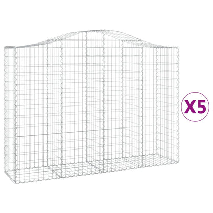 Gabionen Mit Hochbogen 5 Stk. 200X50X140/160Cm Verzinktes Eisen