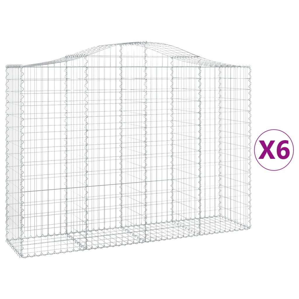 Gabionen Mit Hochbogen 6 Stk. 200X50X140/160Cm Verzinktes Eisen