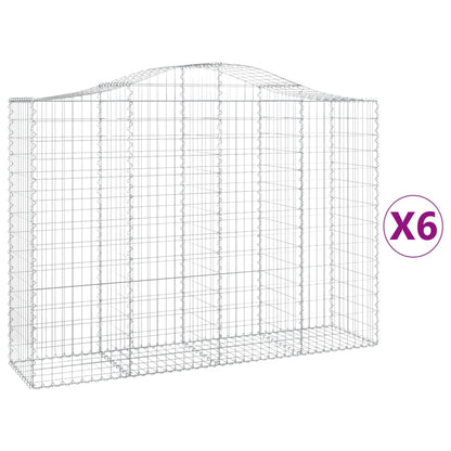 Gabionen Mit Hochbogen 6 Stk. 200X50X140/160Cm Verzinktes Eisen