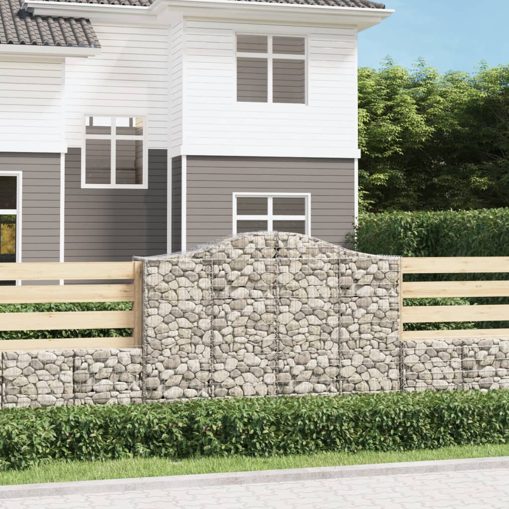 Gabionen Mit Hochbogen 6 Stk. 200X50X140/160Cm Verzinktes Eisen