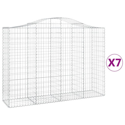 Gabionen Mit Hochbogen 7 Stk. 200X50X140/160Cm Verzinktes Eisen