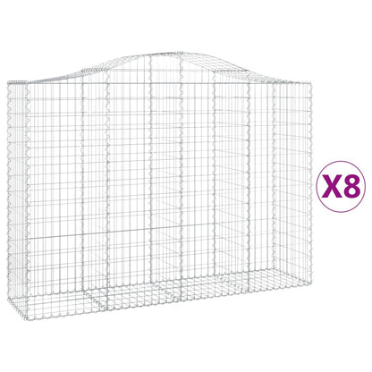 Gabionen Mit Hochbogen 8 Stk. 200X50X140/160Cm Verzinktes Eisen