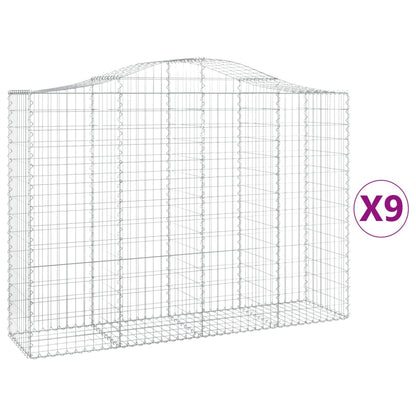 Gabionen Mit Hochbogen 9 Stk. 200X50X140/160Cm Verzinktes Eisen