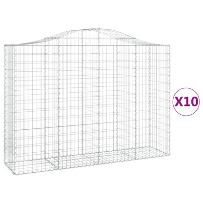 Gabionen Mit Hochbogen 10Stk. 200X50X140/160Cm Verzinktes Eisen