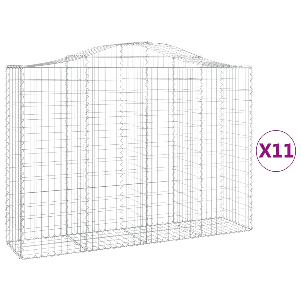 Gabionen Mit Hochbogen 11Stk. 200X50X140/160Cm Verzinktes Eisen