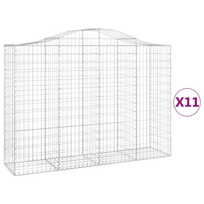Gabionen Mit Hochbogen 11Stk. 200X50X140/160Cm Verzinktes Eisen