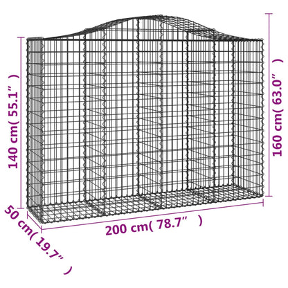 Gabionen Mit Hochbogen 11Stk. 200X50X140/160Cm Verzinktes Eisen
