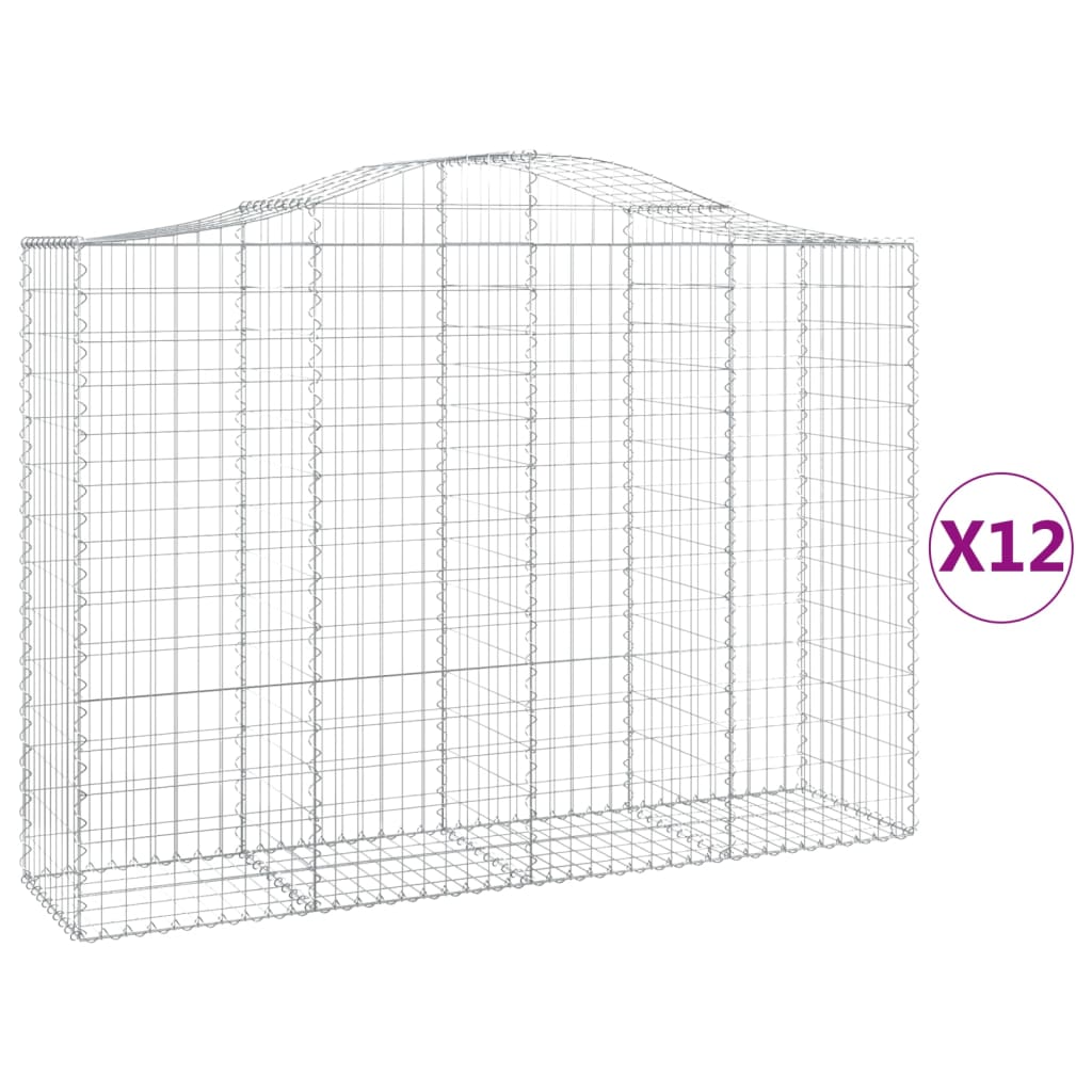 Gabionen Mit Hochbogen 12Stk. 200X50X140/160Cm Verzinktes Eisen
