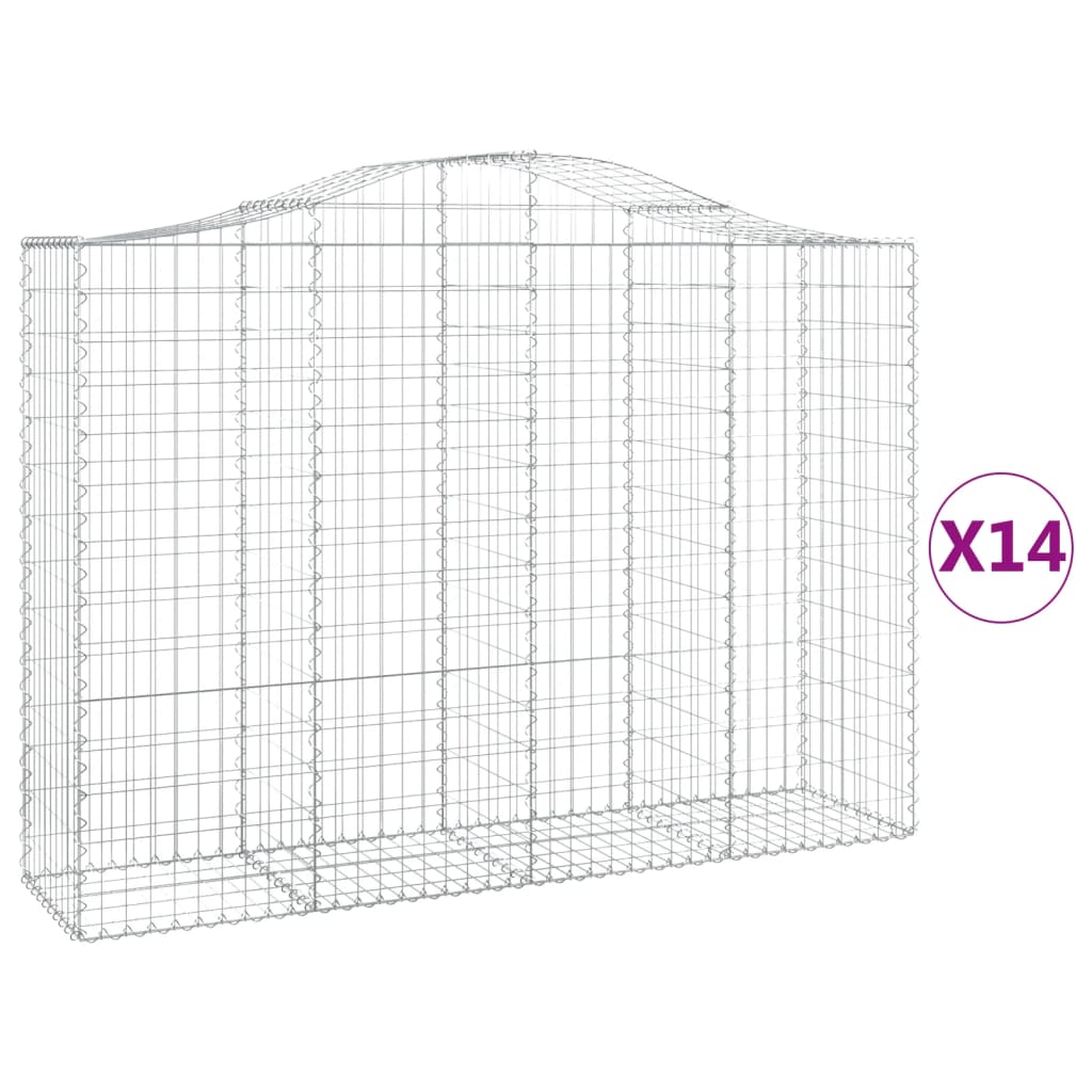Gabionen Mit Hochbogen 14Stk. 200X50X140/160Cm Verzinktes Eisen