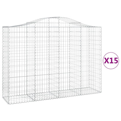 Gabionen Mit Hochbogen 15Stk. 200X50X140/160Cm Verzinktes Eisen