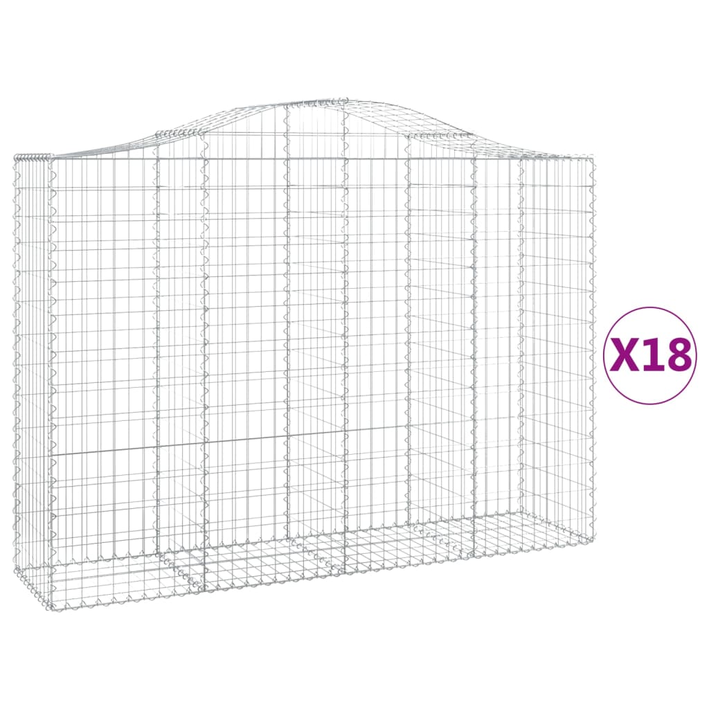 Gabionen Mit Hochbogen 18Stk. 200X50X140/160Cm Verzinktes Eisen
