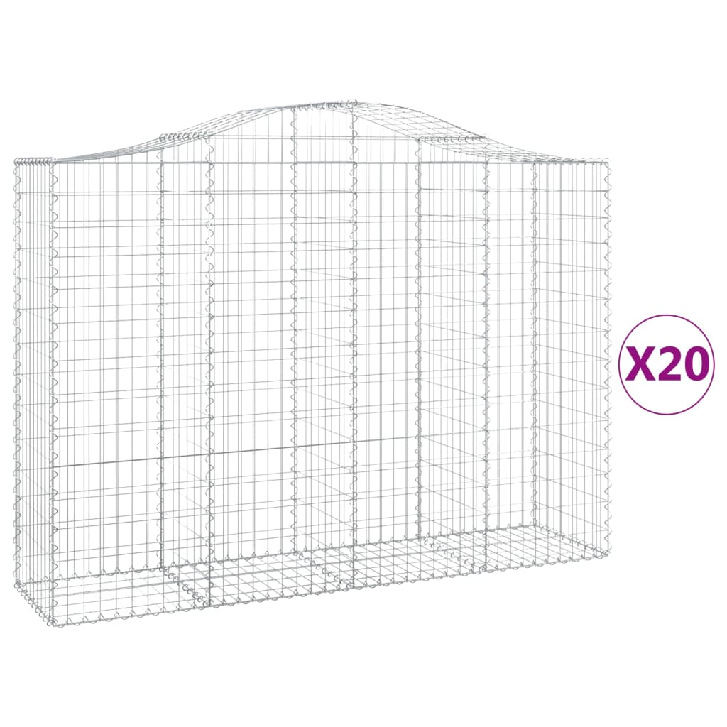Gabionen Mit Hochbogen 20Stk. 200X50X140/160Cm Verzinktes Eisen