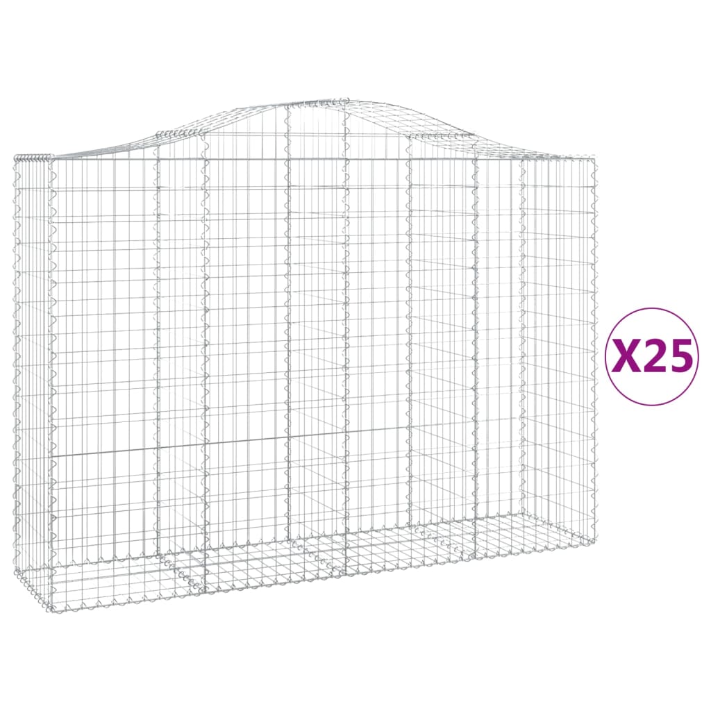 Gabionen Mit Hochbogen 25Stk. 200X50X140/160Cm Verzinktes Eisen