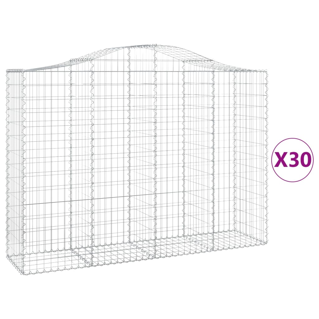 Gabionen Mit Hochbogen 30Stk. 200X50X140/160Cm Verzinktes Eisen
