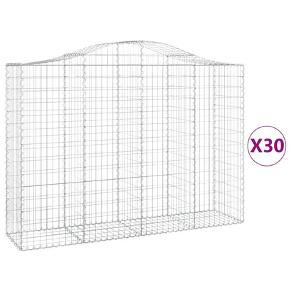 Gabionen Mit Hochbogen 30Stk. 200X50X140/160Cm Verzinktes Eisen