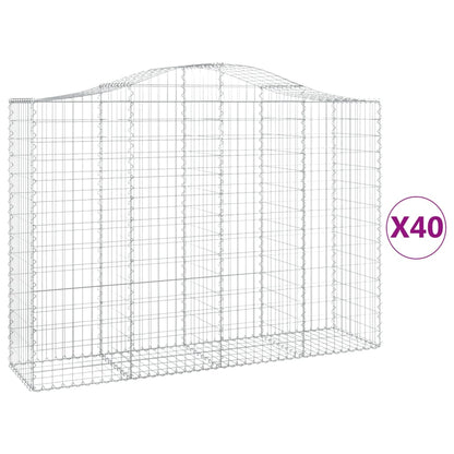 Gabionen Mit Hochbogen 40Stk. 200X50X140/160Cm Verzinktes Eisen