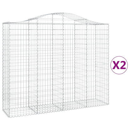 Gabionen Mit Hochbogen 2 Stk. 200X50X160/180Cm Verzinktes Eisen