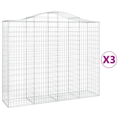 Gabionen Mit Hochbogen 3 Stk. 200X50X160/180Cm Verzinktes Eisen