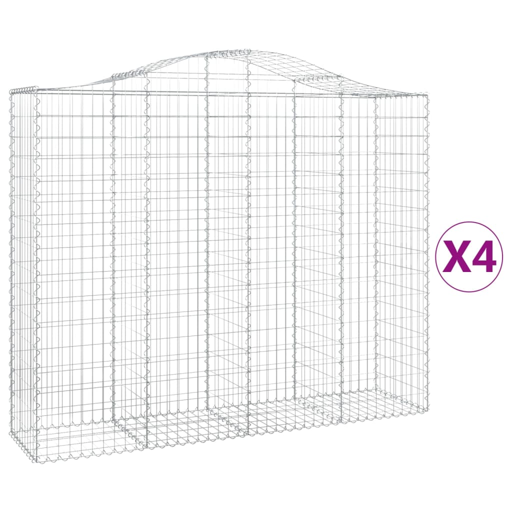 Gabionen Mit Hochbogen 4 Stk. 200X50X160/180Cm Verzinktes Eisen