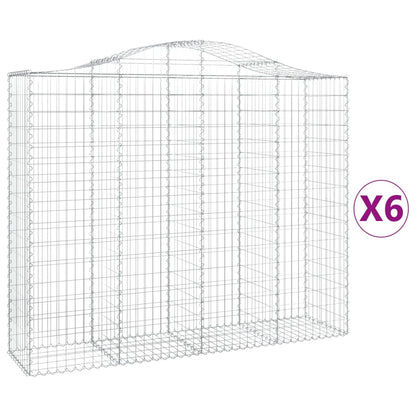 Gabionen Mit Hochbogen 6 Stk. 200X50X160/180Cm Verzinktes Eisen