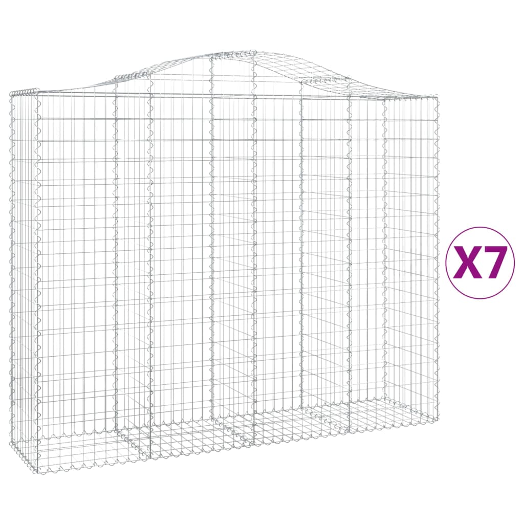 Gabionen Mit Hochbogen 7 Stk. 200X50X160/180Cm Verzinktes Eisen
