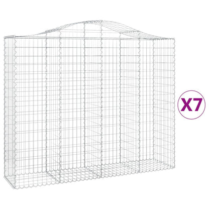 Gabionen Mit Hochbogen 7 Stk. 200X50X160/180Cm Verzinktes Eisen