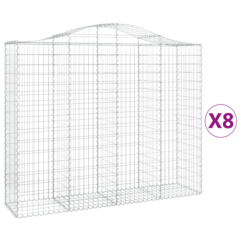 Gabionen Mit Hochbogen 8 Stk. 200X50X160/180Cm Verzinktes Eisen