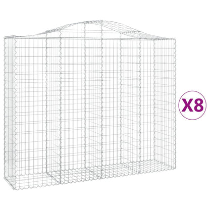 Gabionen Mit Hochbogen 8 Stk. 200X50X160/180Cm Verzinktes Eisen