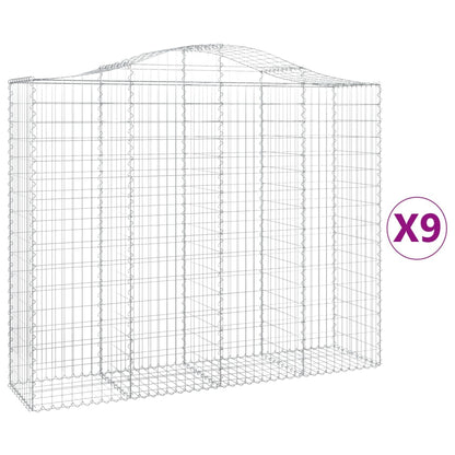 Gabionen Mit Hochbogen 9 Stk. 200X50X160/180Cm Verzinktes Eisen
