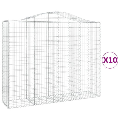Gabionen Mit Hochbogen 10Stk. 200X50X160/180Cm Verzinktes Eisen