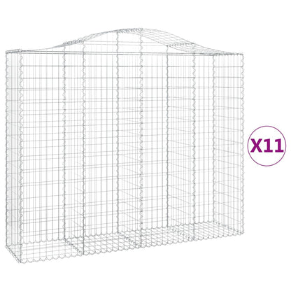 Gabionen Mit Hochbogen 11Stk. 200X50X160/180Cm Verzinktes Eisen