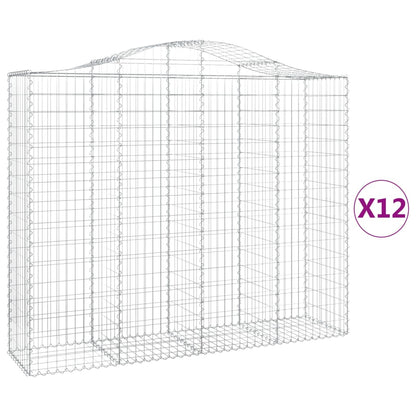 Gabionen Mit Hochbogen 12Stk. 200X50X160/180Cm Verzinktes Eisen