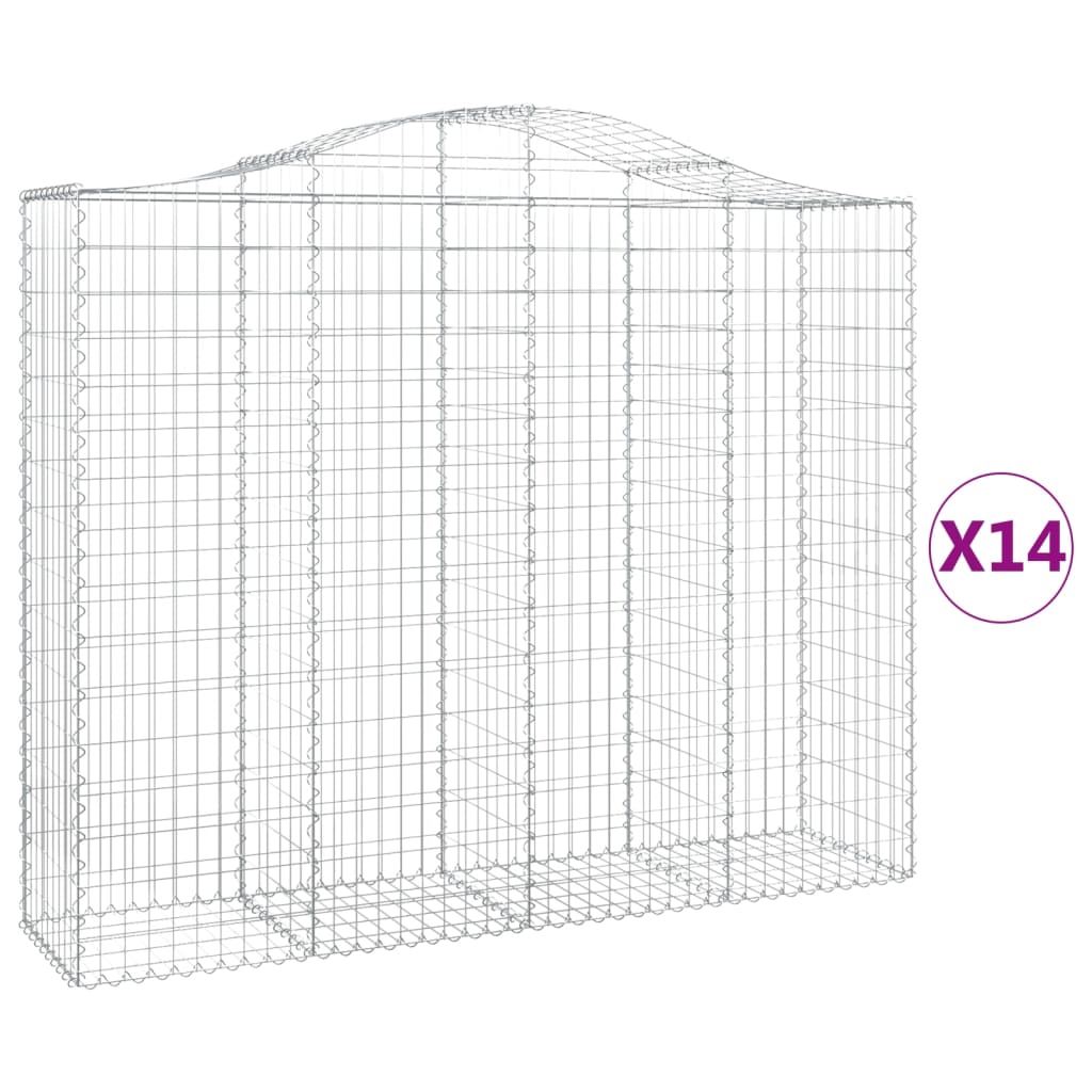 Gabionen Mit Hochbogen 14Stk. 200X50X160/180Cm Verzinktes Eisen