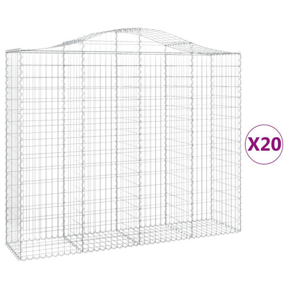 Gabionen Mit Hochbogen 20Stk. 200X50X160/180Cm Verzinktes Eisen