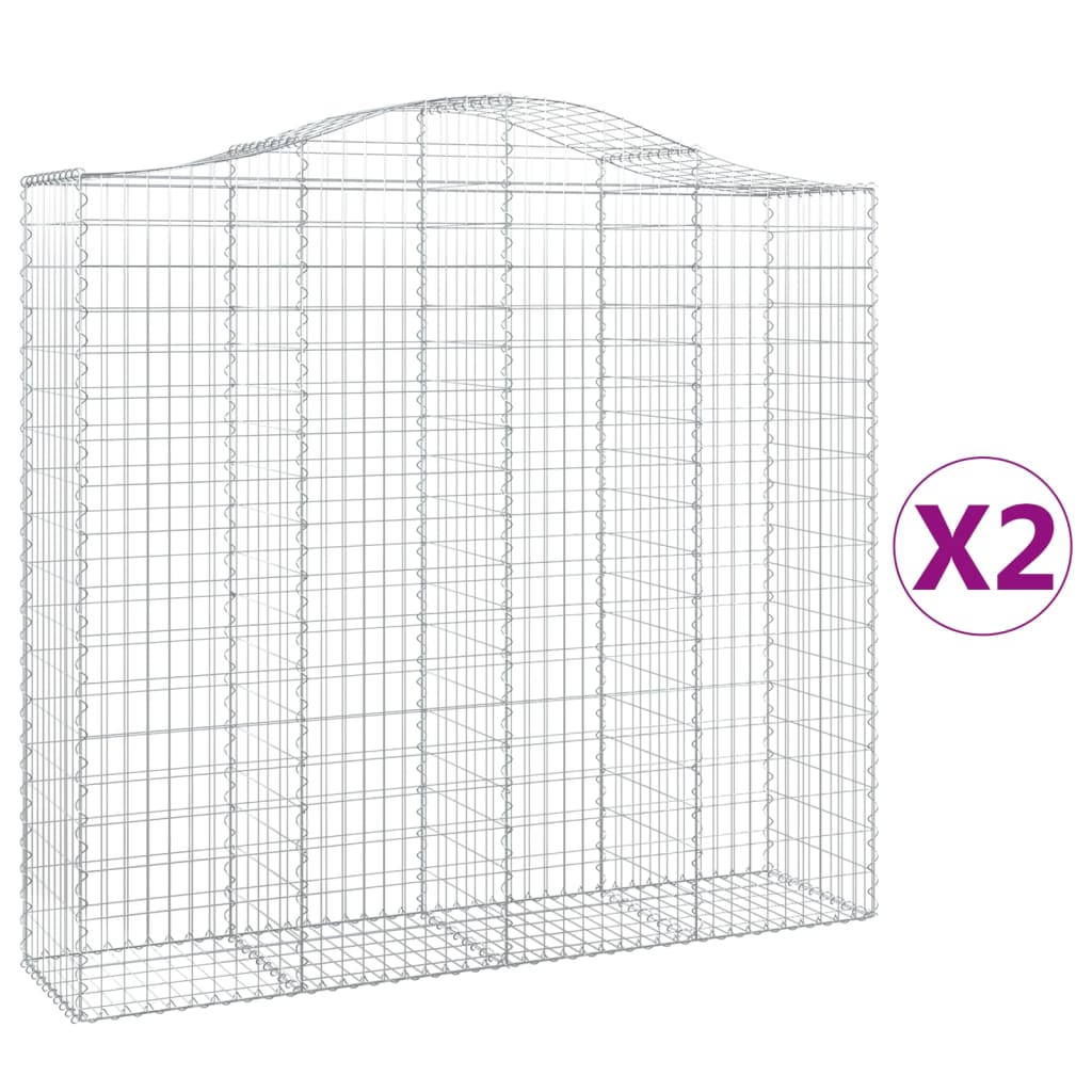Gabionen Mit Hochbogen 2 Stk. 200X50X180/200Cm Verzinktes Eisen