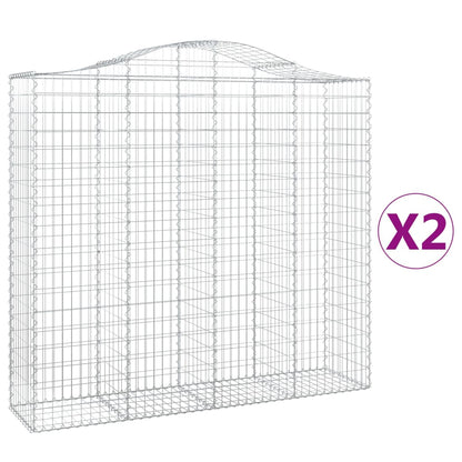 Gabionen Mit Hochbogen 2 Stk. 200X50X180/200Cm Verzinktes Eisen