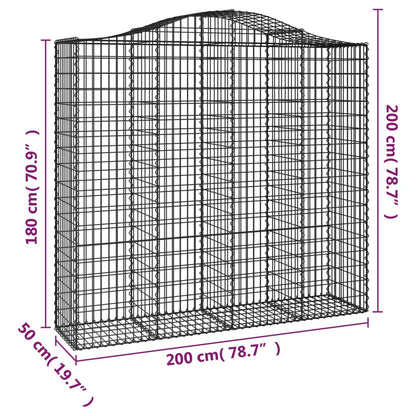 Gabionen Mit Hochbogen 2 Stk. 200X50X180/200Cm Verzinktes Eisen