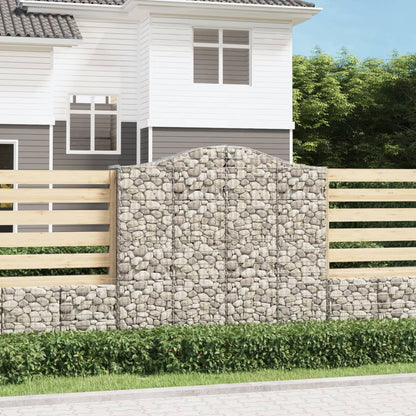 Gabionen Mit Hochbogen 4 Stk. 200X50X180/200Cm Verzinktes Eisen