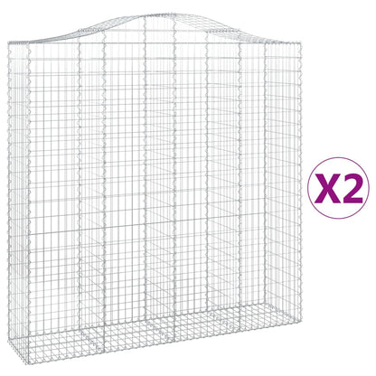 Gabionen Mit Hochbogen 2 Stk. 200X50X200/220Cm Verzinktes Eisen
