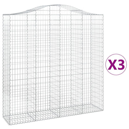 Gabionen Mit Hochbogen 3 Stk. 200X50X200/220Cm Verzinktes Eisen